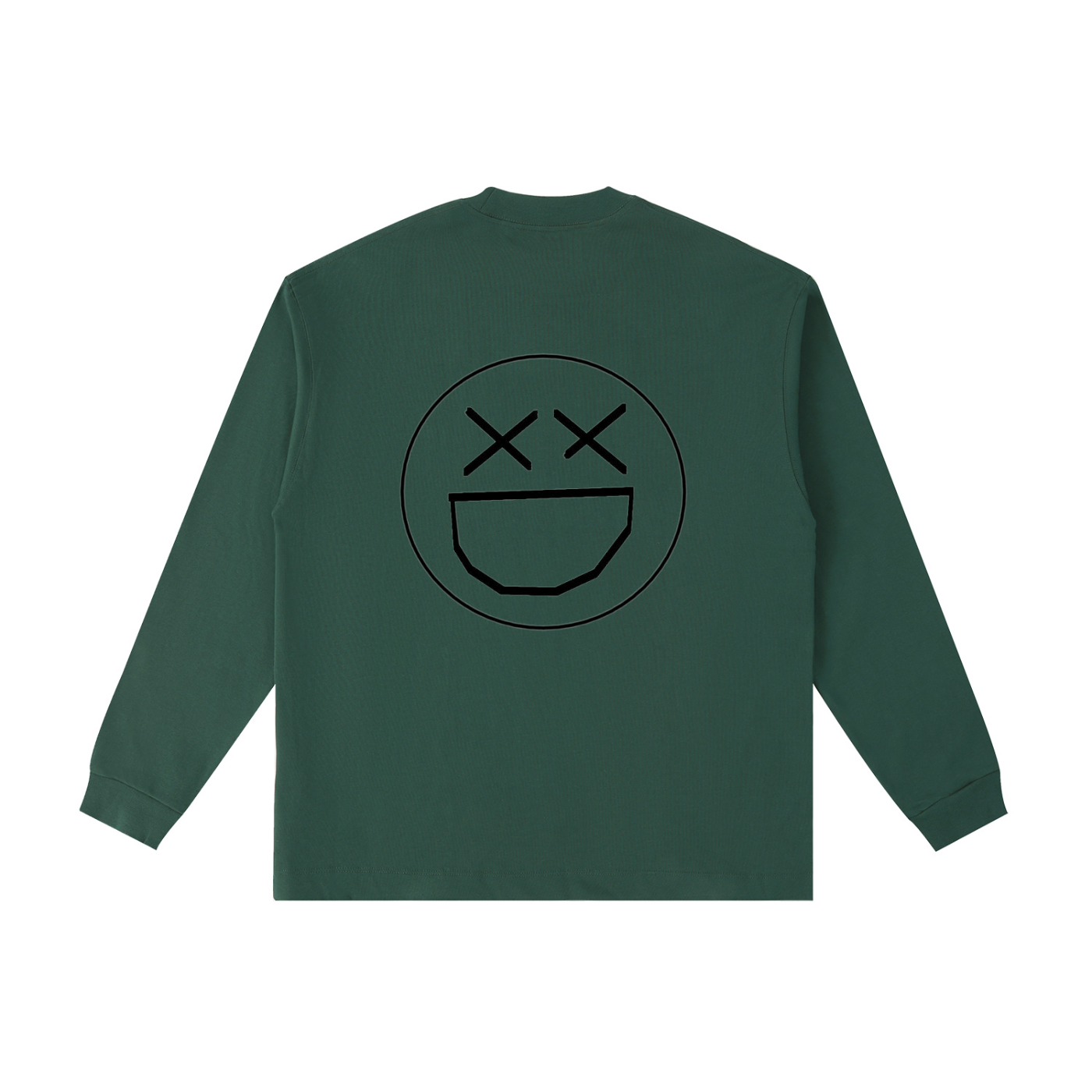 Green Smilely Face Essential Cotton Long Sleeve T-Shirt